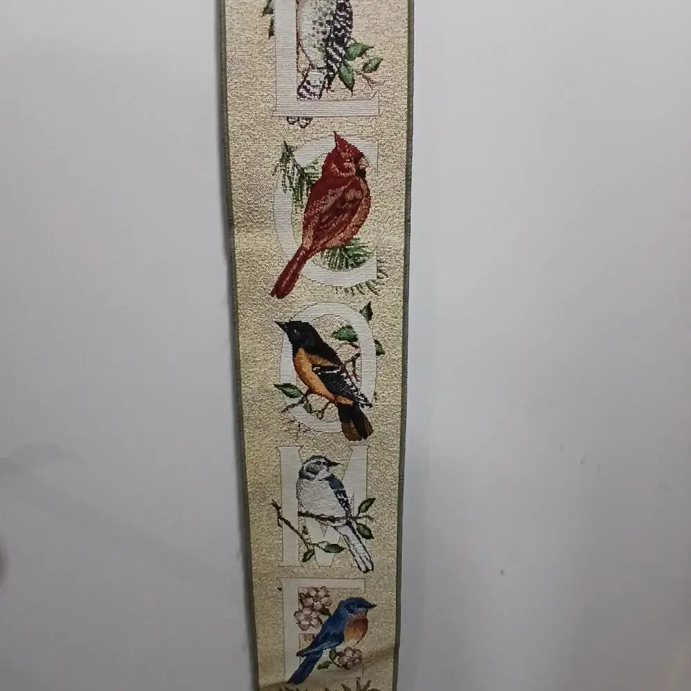 N F Shumaker Pallen Welcome Bird Tapestry Wall Hanger Bird Watchers Alphabet...